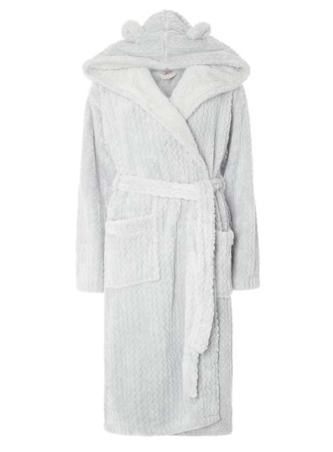 Grey Hooded Dressing Gown